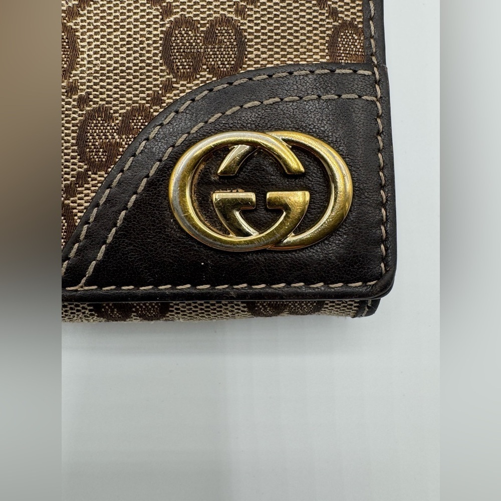 Gucci GG Canvas Continental Wallet Beige Brown Interlocking GG Logo - Picture 5 of 16